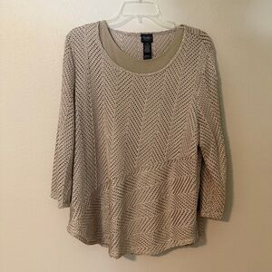 Chico’s Travelers Textured Light Taupe Top, Tank, and Matching Pants